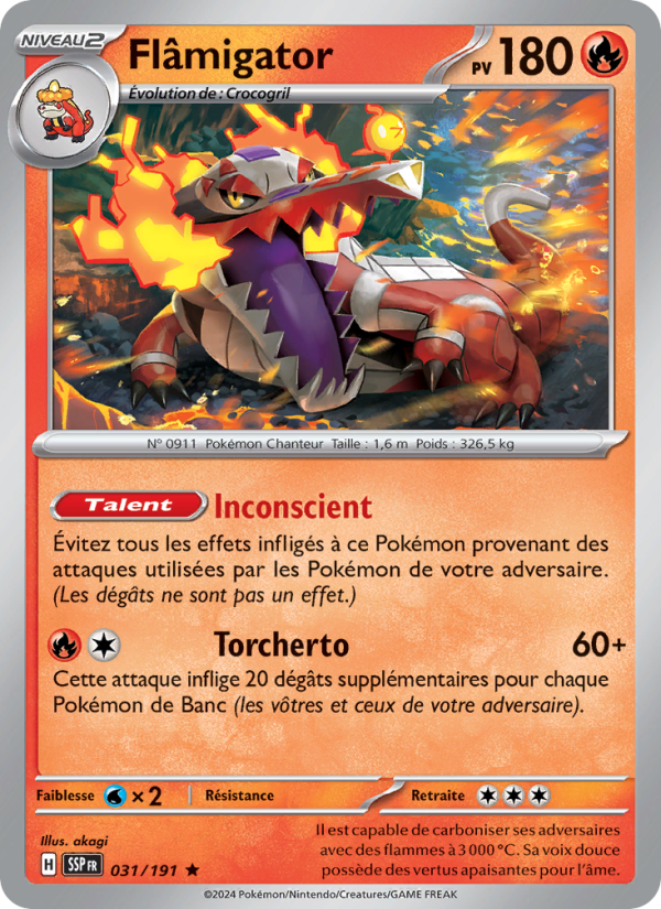 Flâmigator   Rare Normal Étincelles Déferlantessv 031 2024  NM