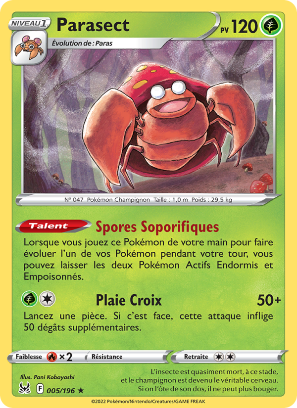 Parasect   Rare Reverse Holofoil Origine Perdue swsh 005 2022  NM