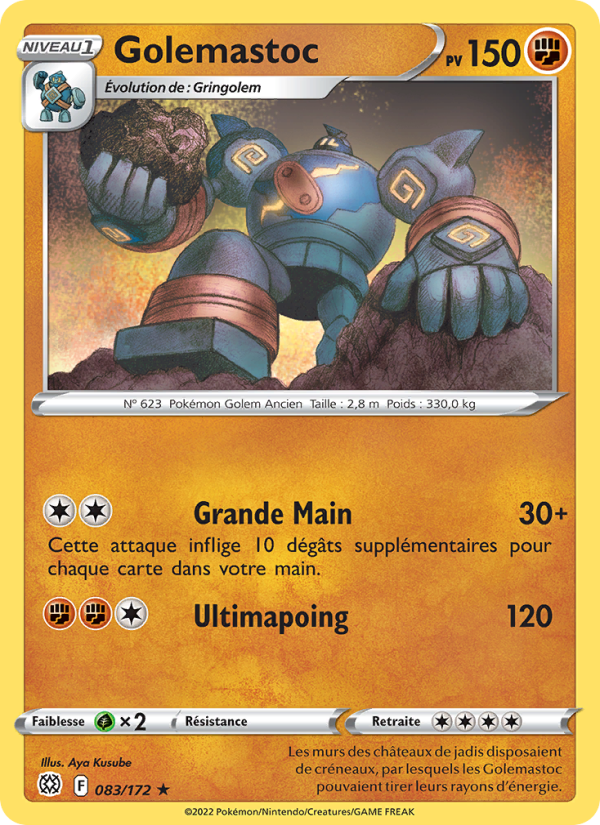 Golemastoc   Rare Reverse Holofoil Stars Étincelantes swsh 083 2022  NM