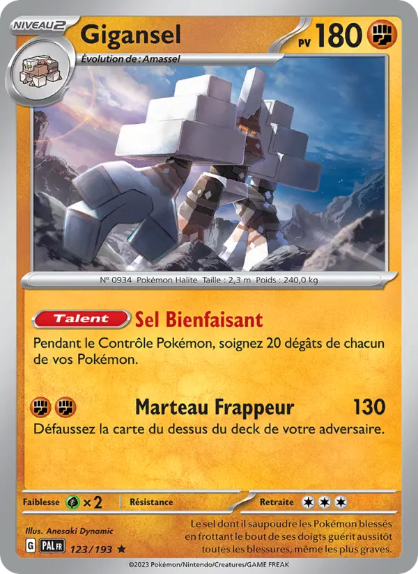 Gigansel 123 Évolutions à Paldea Rare fr