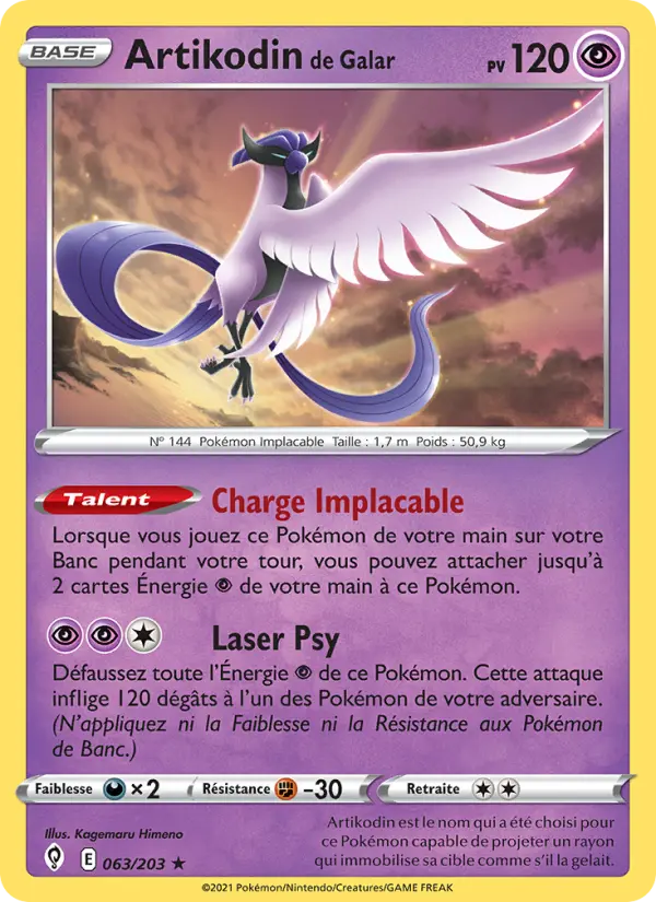 Artikodin de Galar 63 Évolution Céleste Holo Rare fr