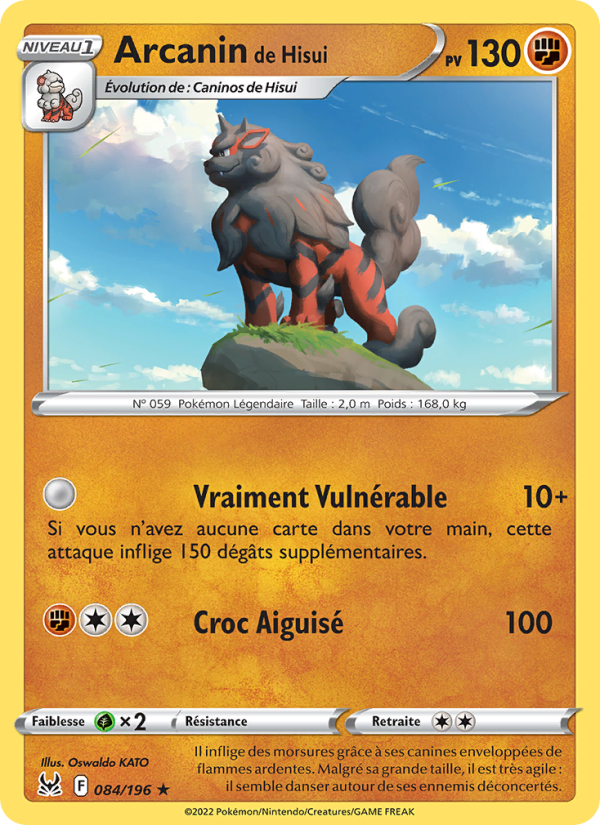 Arcanin de Hisui   Holo Rare Reverse Holofoil Origine Perdue swsh 084 2022  NM
